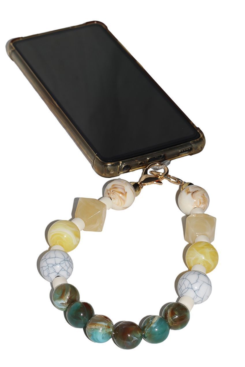 Goddiva Accessories Acrylic Rhombohedral Crystal & Ball Phone Strap - Multicolour