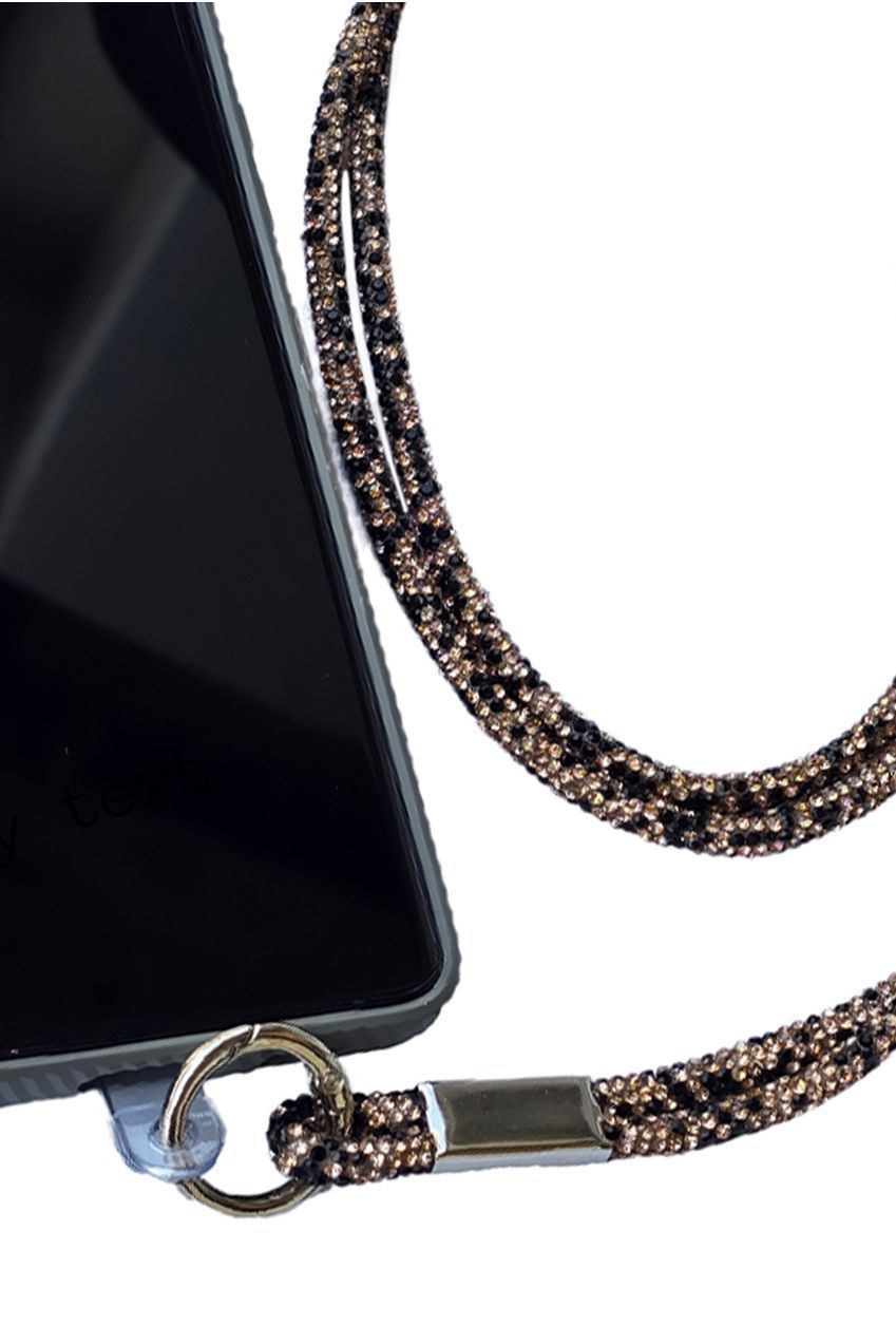 Goddiva Accessories Embellished Phone Strap - Black & Gold