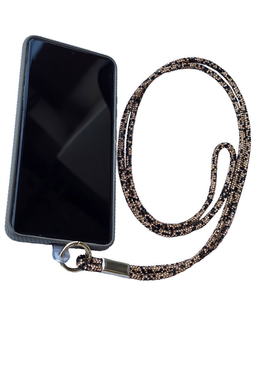 Goddiva Accessories Embellished Phone Strap - Black & Gold