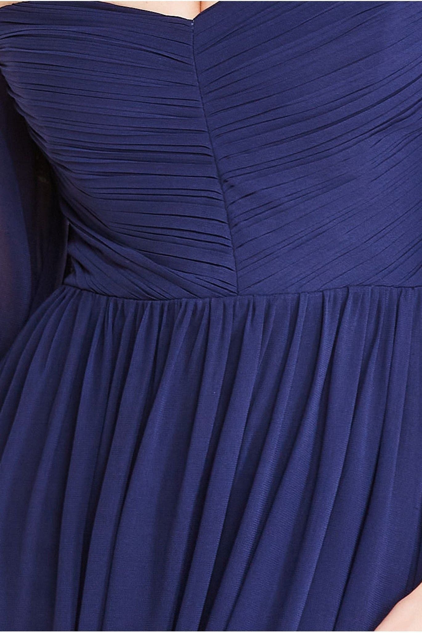 Goddiva Chiffon Off The Shoulder Maxi With Cape Sleeves - Navy