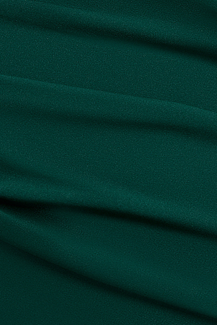 Goddiva Plus Bardot Pleated Midi Dress - Emerald Green