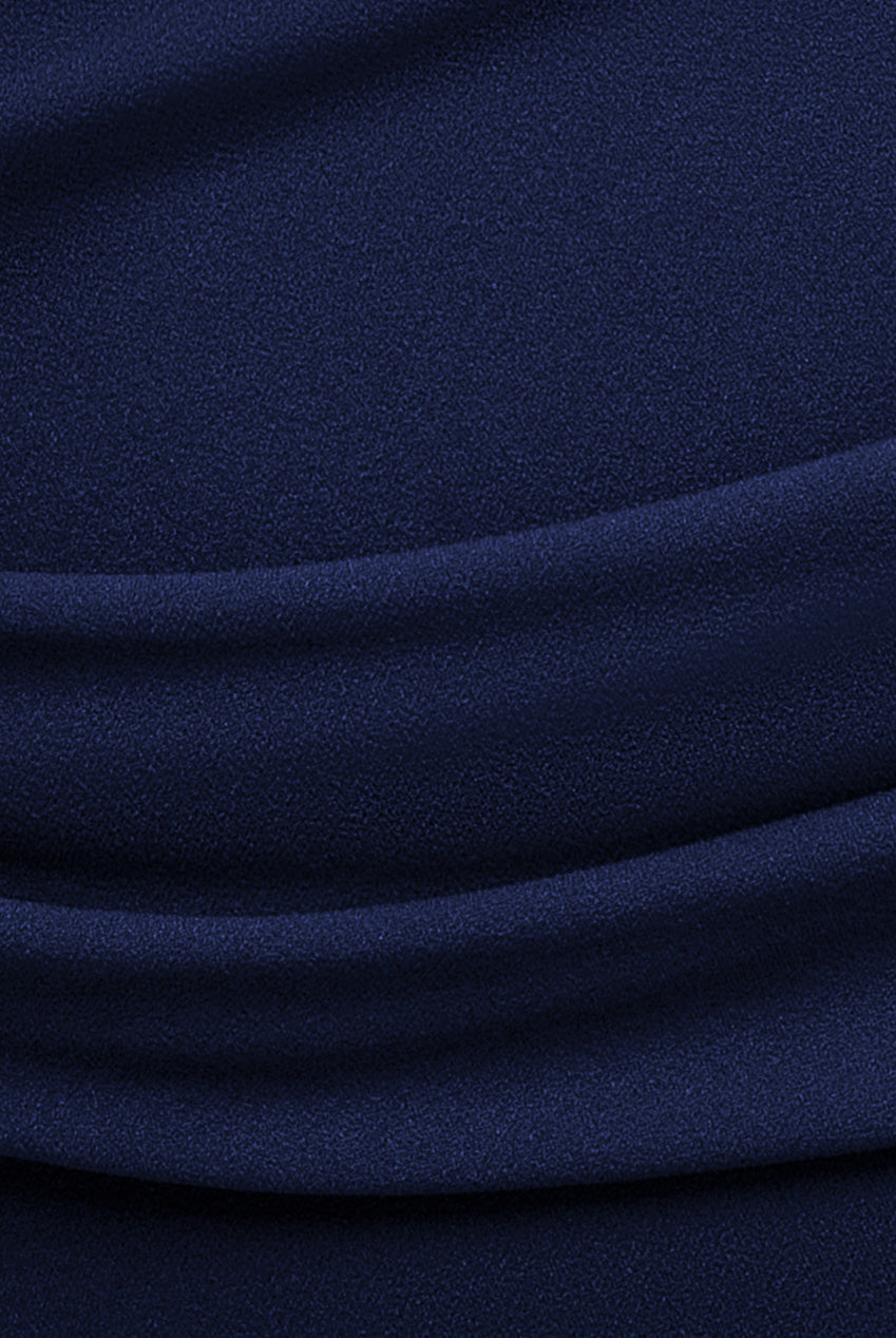 Goddiva Plus Bardot Pleated Midi Dress - Navy Blue