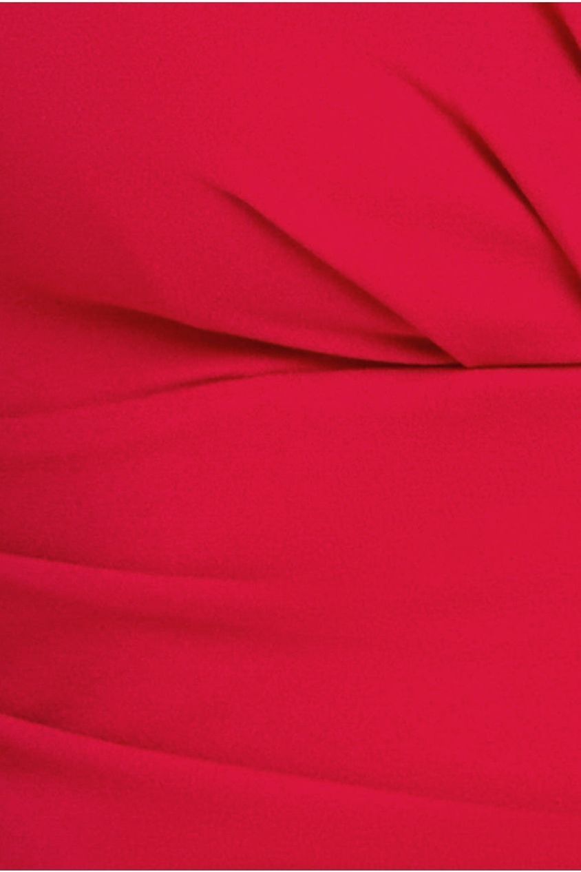 Goddiva Bardot Pleated Midi Dress - Red