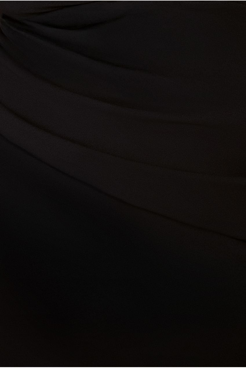 Goddiva Plus Bardot Pleated Maxi Dress - Black