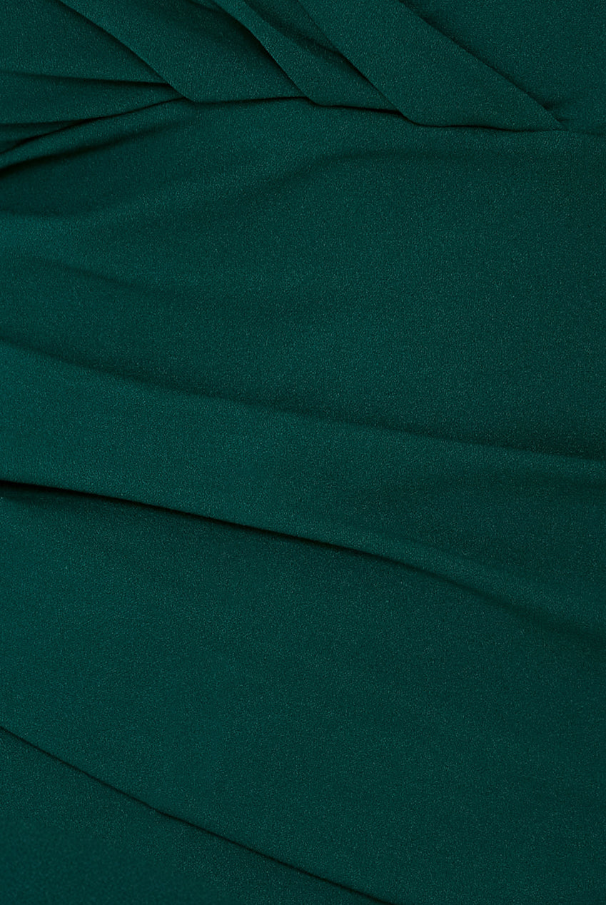 Goddiva Plus Bardot Pleated Maxi Dress - Emerald Green