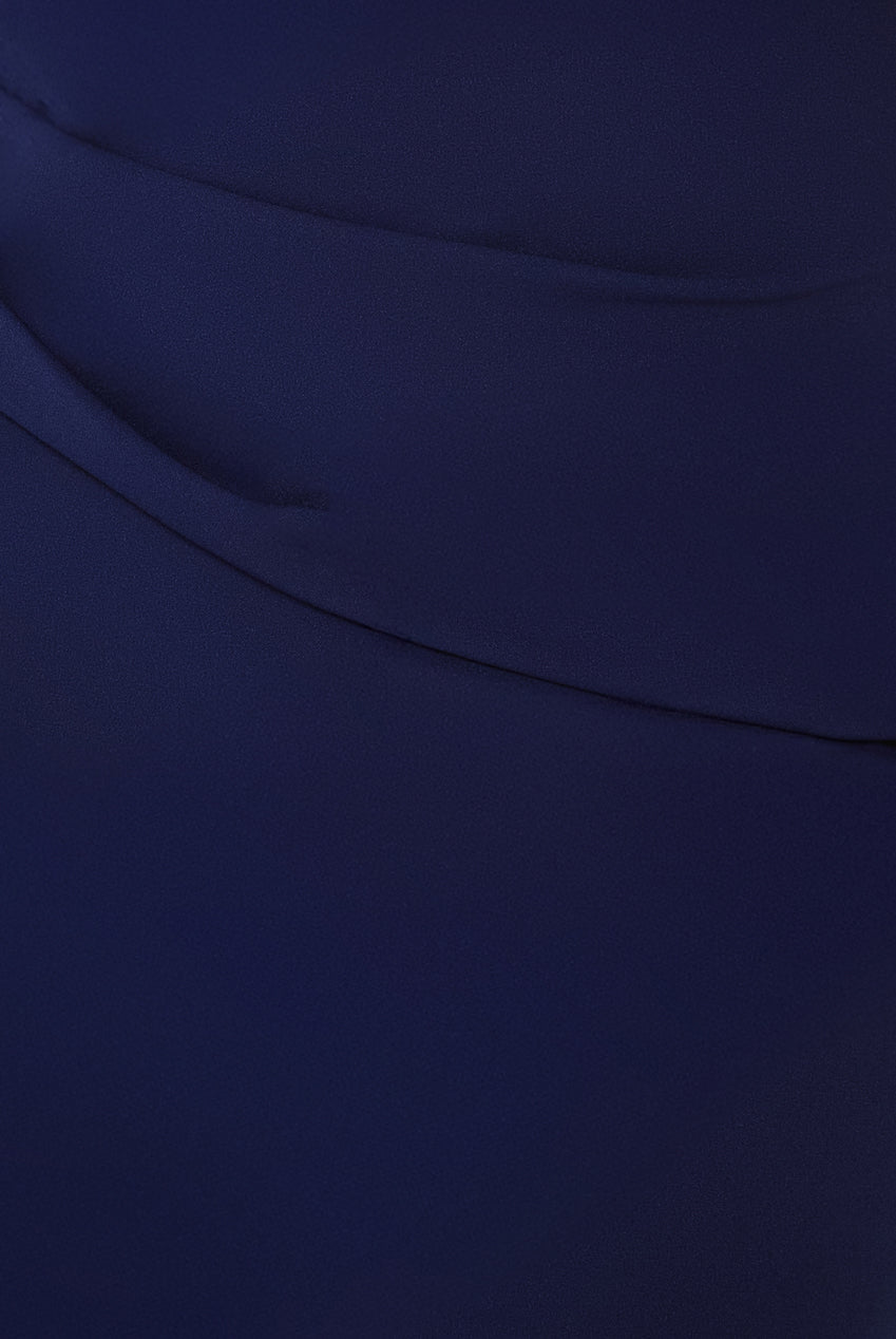 Goddiva Plus Bardot Pleated Maxi Dress - Navy Blue