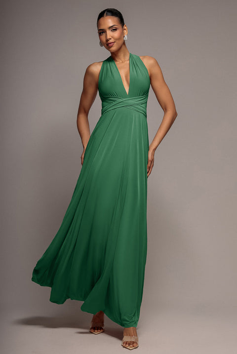 Goddiva Multiway Tie-Up Maxi Dress - Vivid Emerald