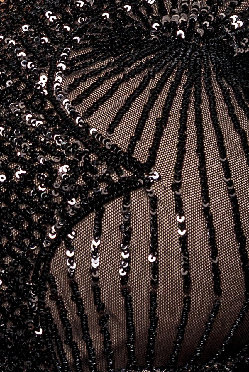 Goddiva Plus Starburst Sequin Maxi Dress - Black