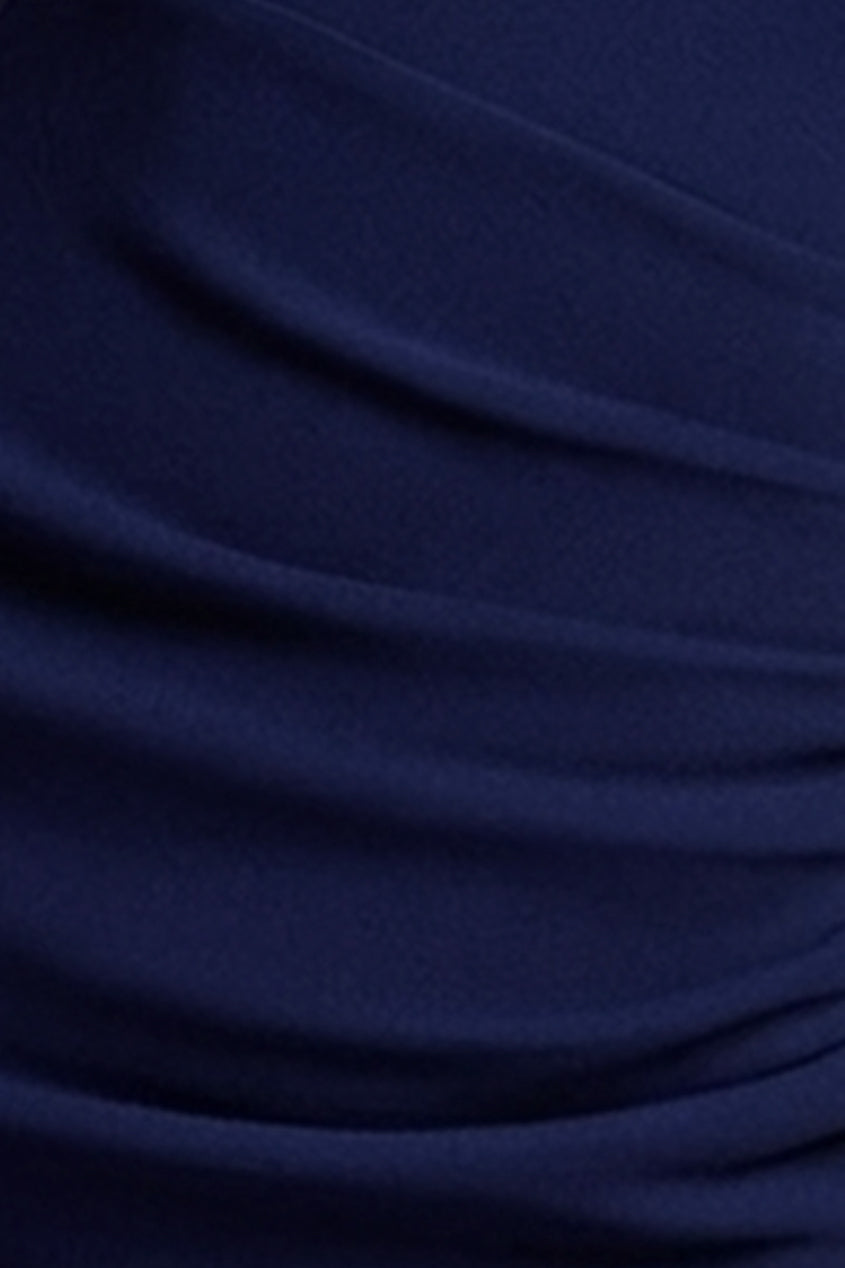 Goddiva Off The Shoulder Maxi Dress With Split - Navy Blue