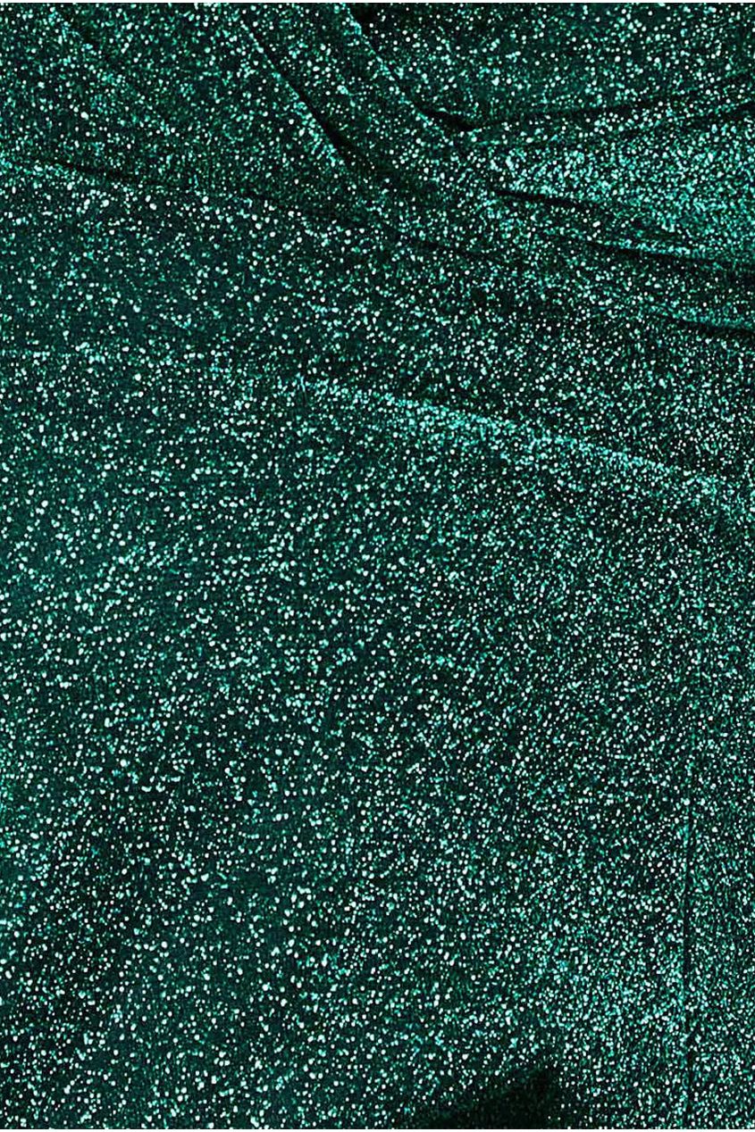 Goddiva Plus Crossover Lurex Glitter Maxi Dress - Emerald