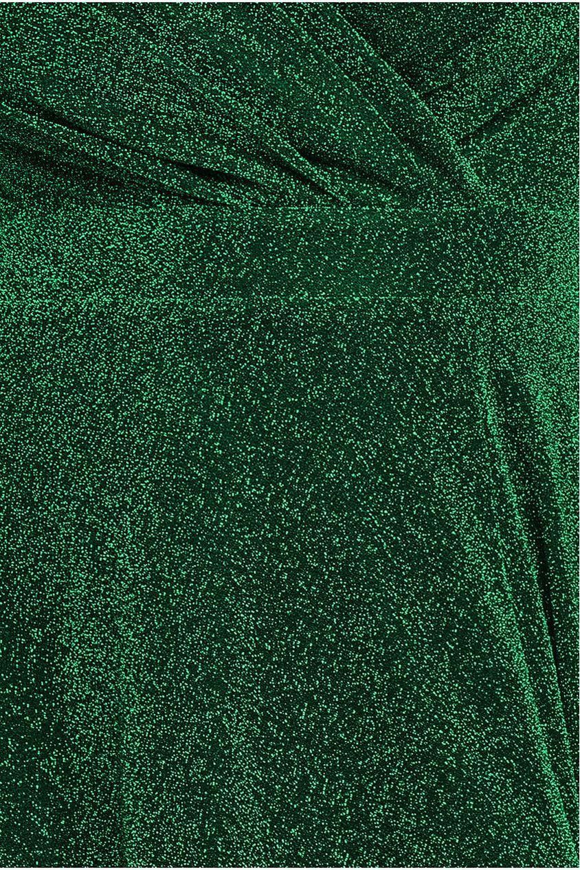 Goddiva Crossover Lurex Glitter Maxi Dress - Emerald