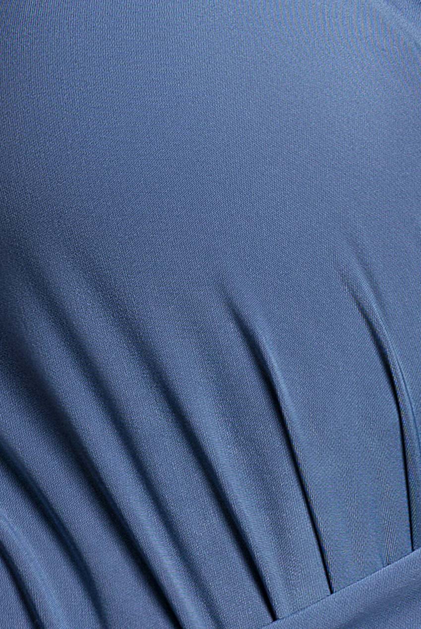 City Goddess Wrap Front Maxi Slip Dress With Waist Tie-Up - Cloudy Blue