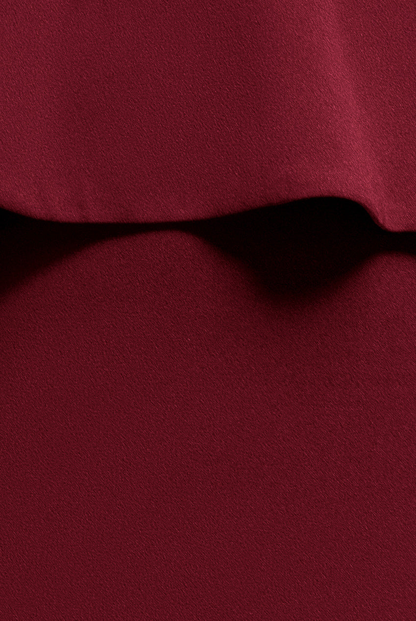 Goddiva Peplum Halter Neck Maxi Dress With Diamante Buckle - Wine