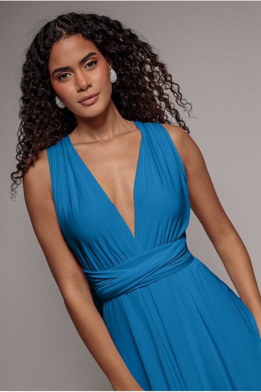 Goddiva Multiway Mini Dress - Teal Blue