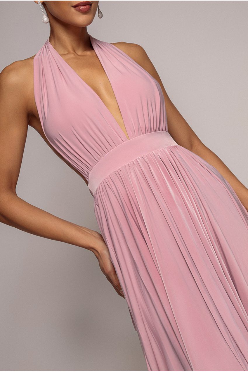 Goddiva Soft Touch Multiway Skater Mini Dress - Dusty Pink
