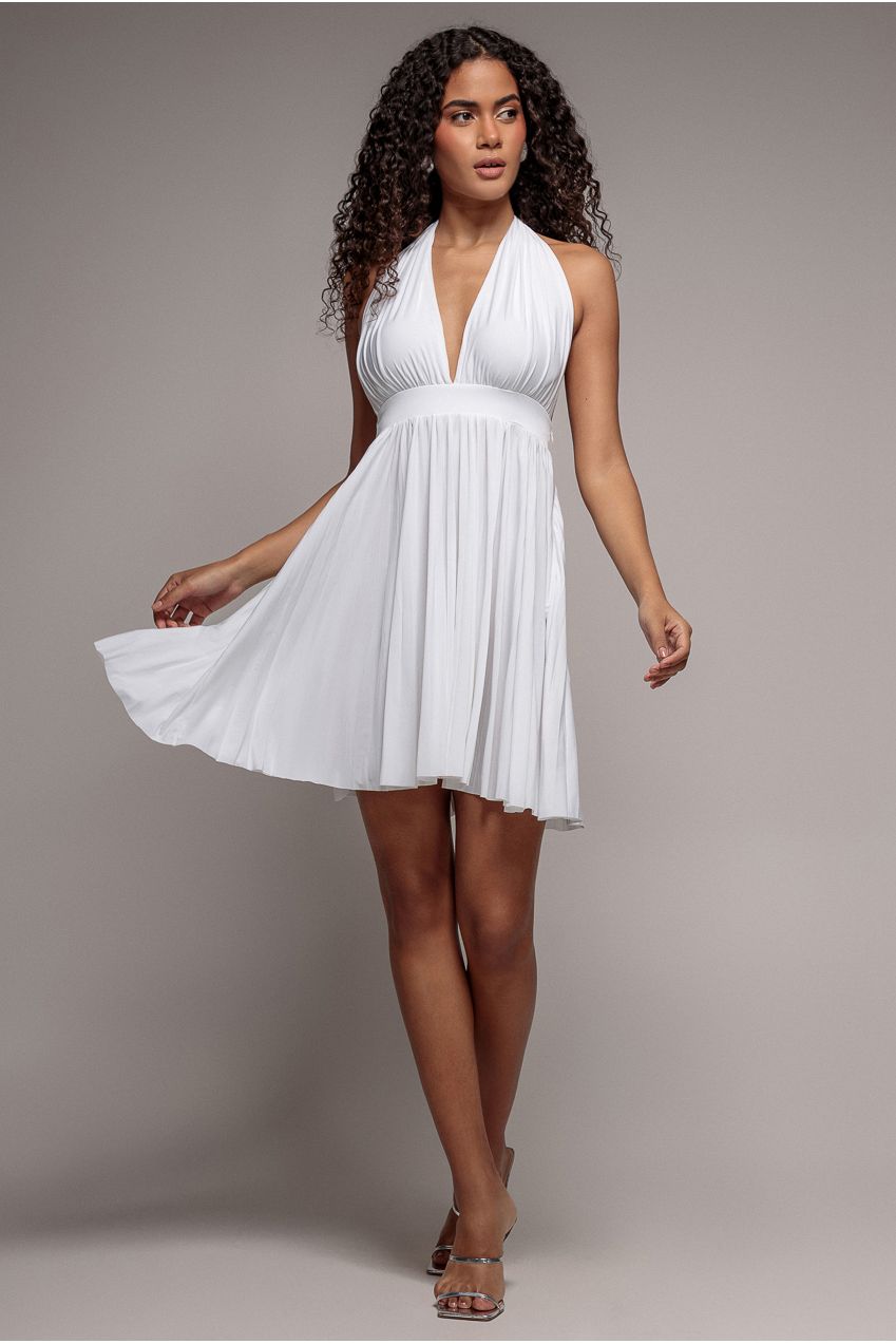 Goddiva Soft Touch Multiway Skater Mini Dress - White