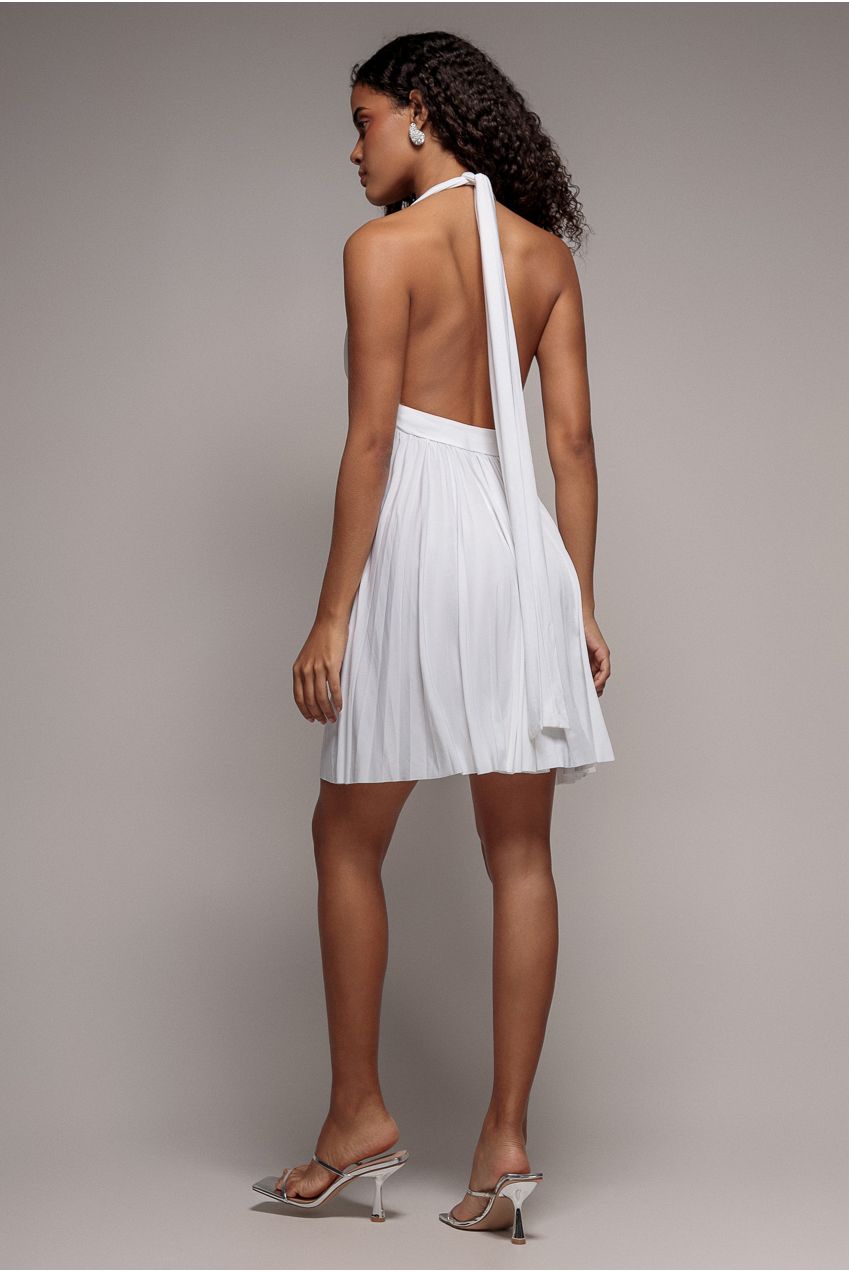 Goddiva Soft Touch Multiway Skater Mini Dress - White