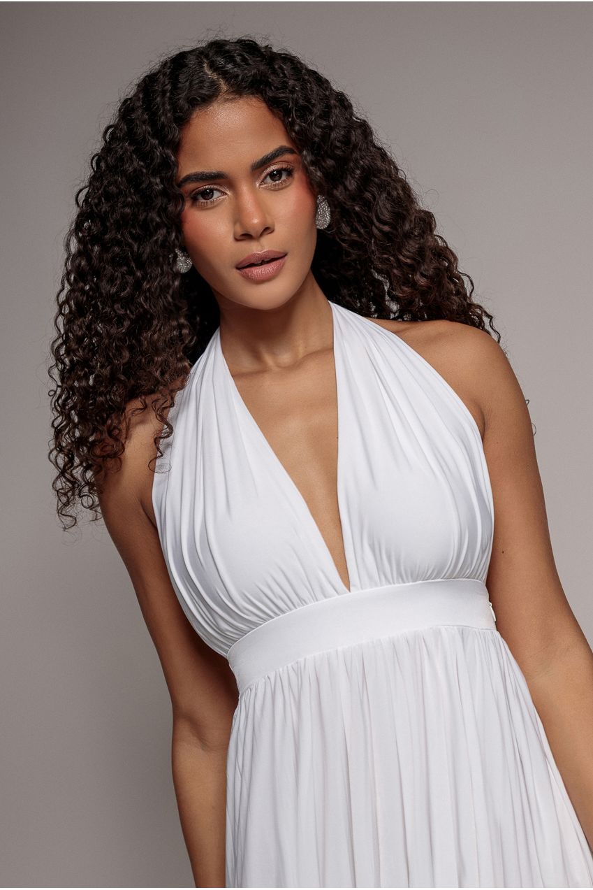 Goddiva Soft Touch Multiway Skater Mini Dress - White