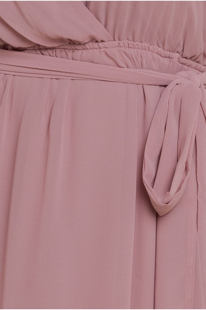 Goddiva Plus Flutter Sleeve Wrap Midi Dress - Lavender