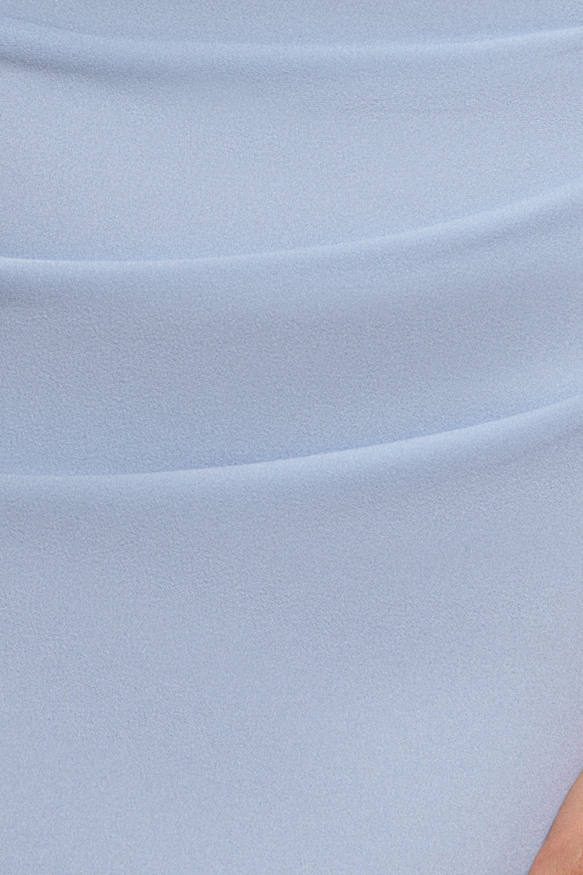 Goddiva Off The Shoulder Pleated Waist Maxi Dress - Blue