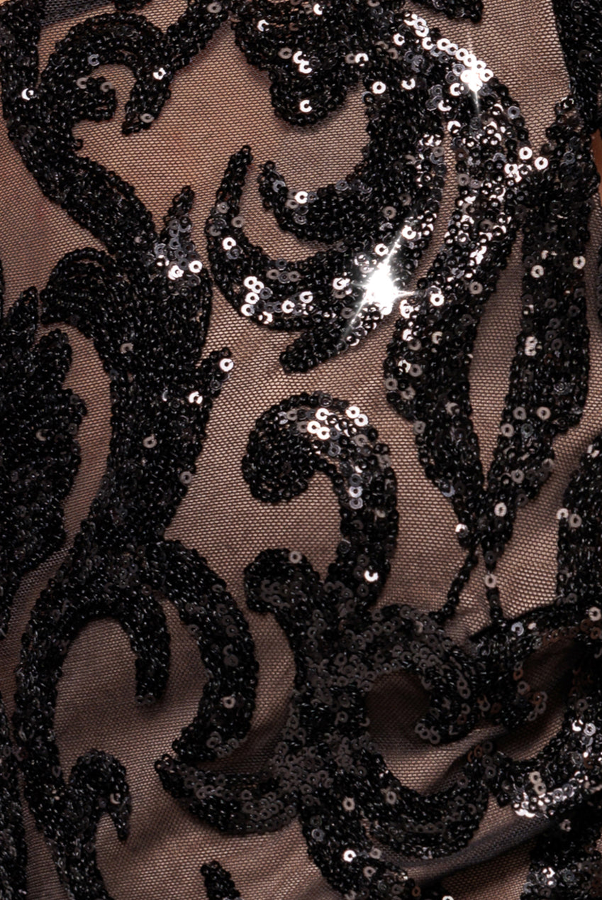 Goddiva Tassel Split Maxi Dress - Black