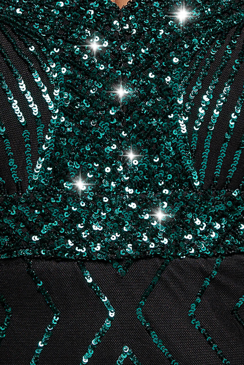 Goddiva Plus Scalloped Hem Starburst Midi Dress - Emerald