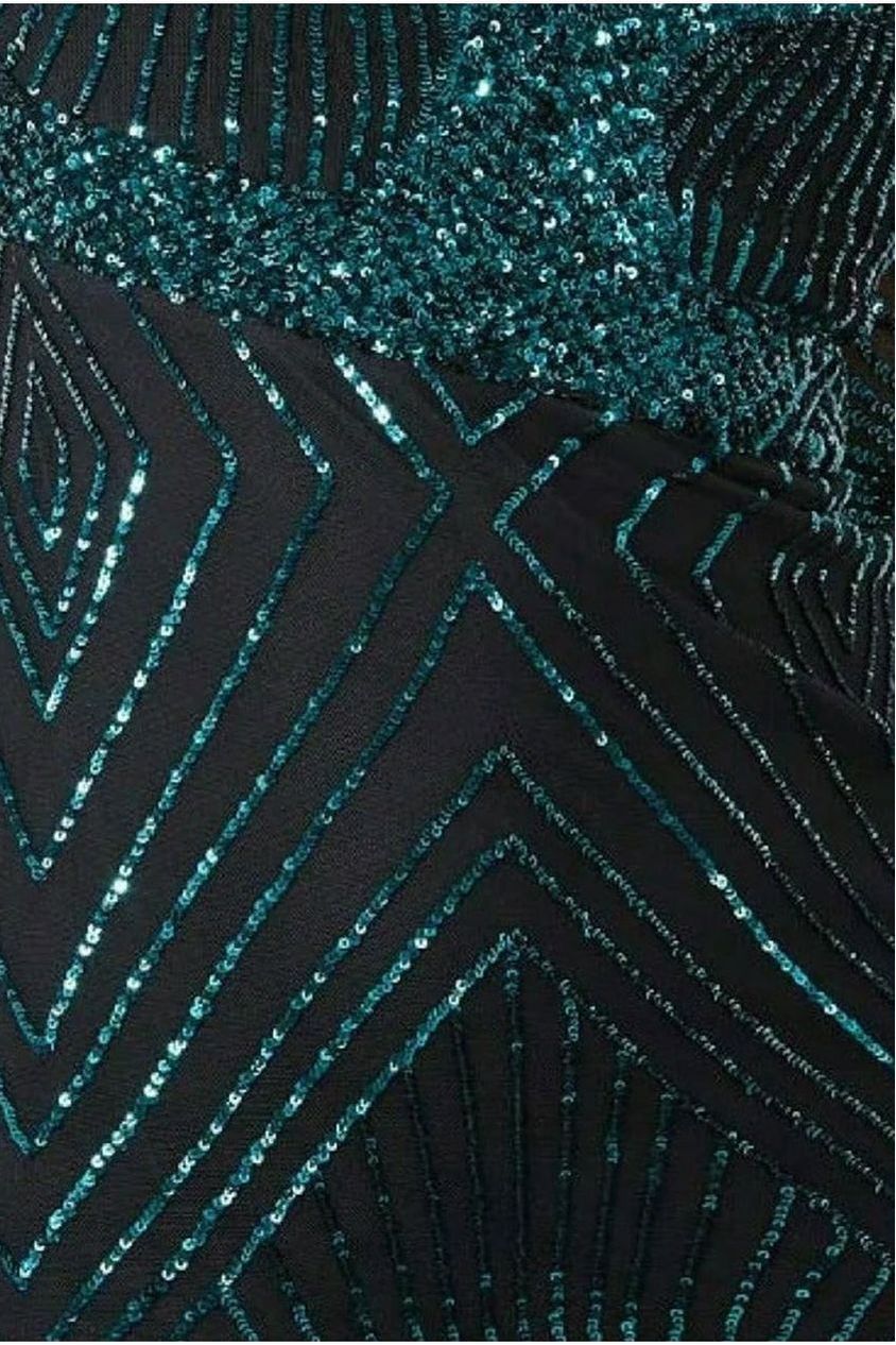 Goddiva Scalloped Hem Starburst Midi Dress - Emerald