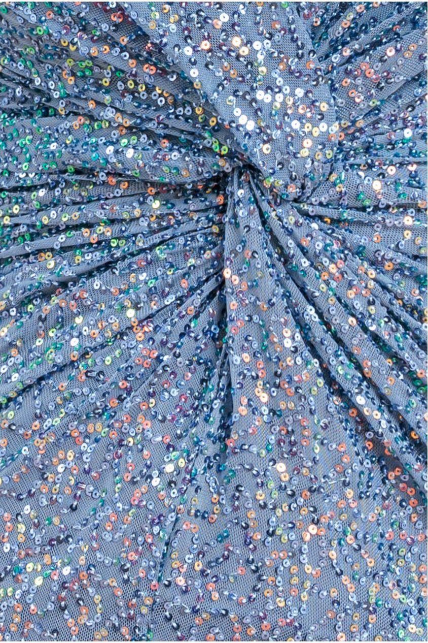 Goddiva Twisted Front Sequin Maxi Dress - Blue