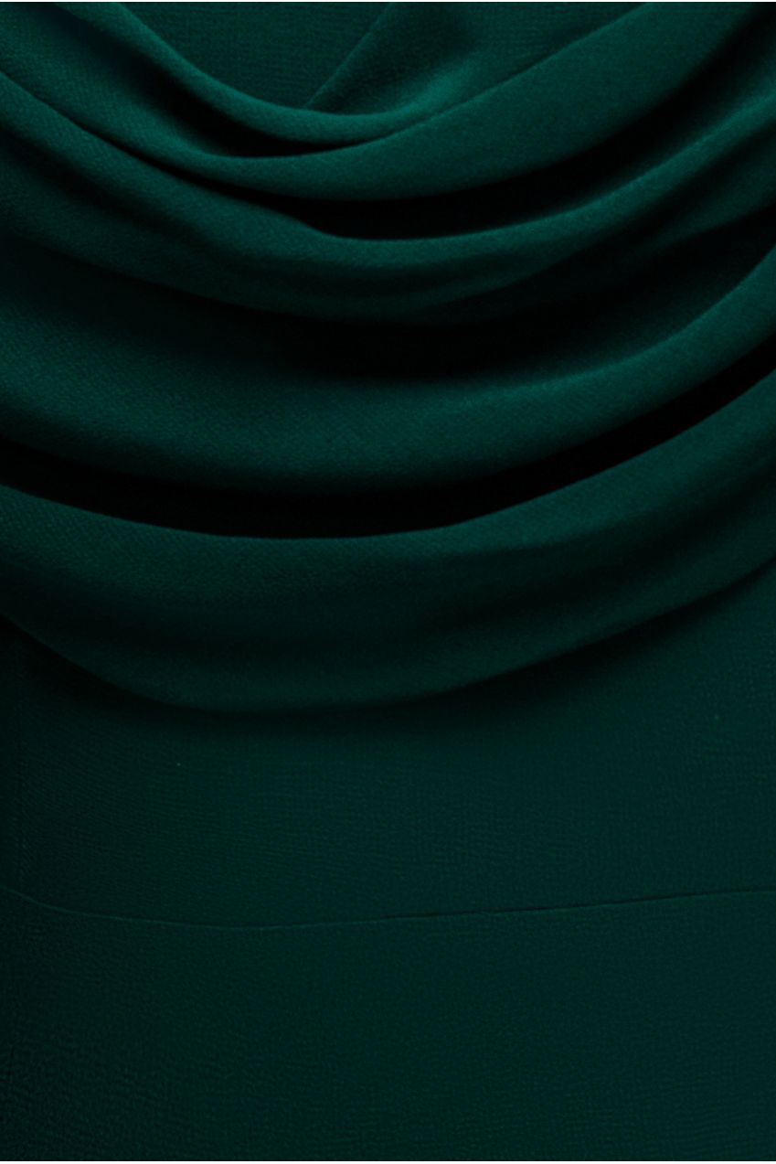 Goddiva Chiffon Bardot Cowl Neck Maxi Dress - Emerald Green