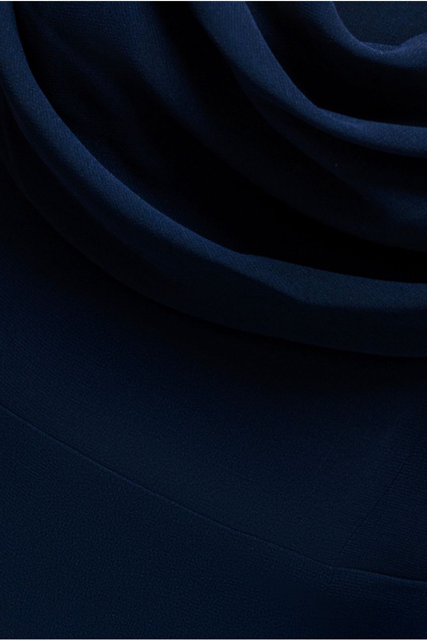 Goddiva Chiffon Bardot Cowl Neck Maxi Dress - Navy
