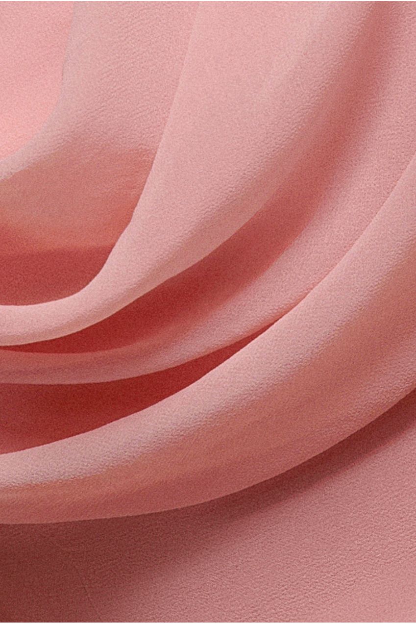 Goddiva Chiffon Bardot Cowl Neck Maxi Dress - Blush