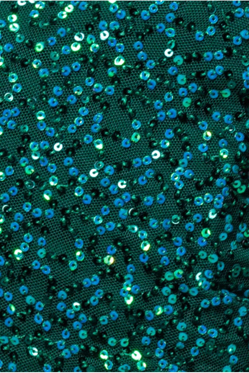 Goddiva Off The Shoulder Sequin Wing Maxi - Emerald Green