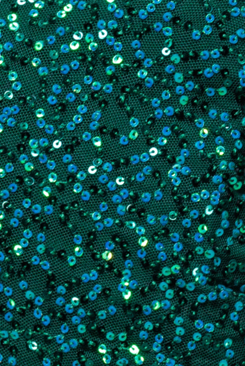 Goddiva Off The Shoulder Sequin Wing Maxi - Emerald Green