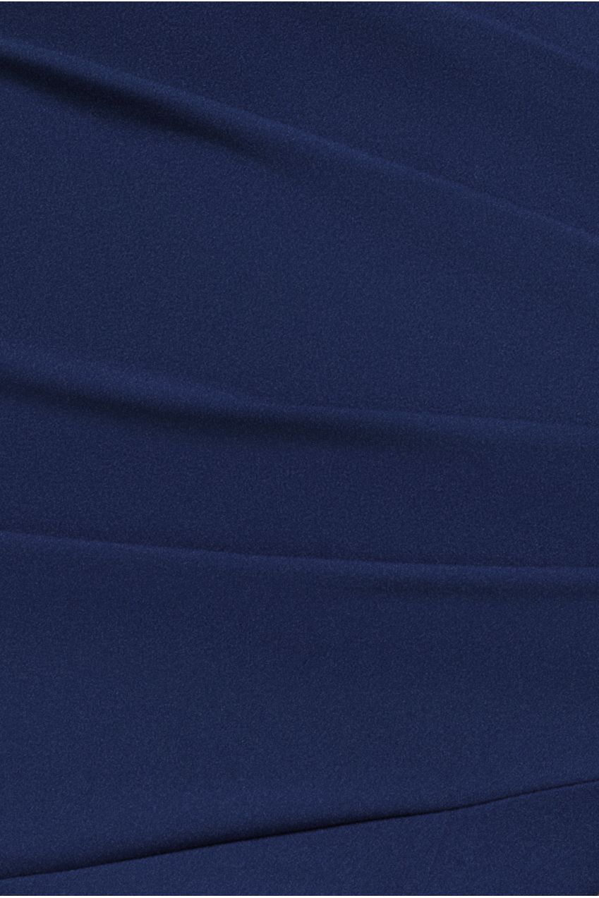 Goddiva Scuba Crepe Off Shoulder Front Split Maxi Dress - Navy Blue