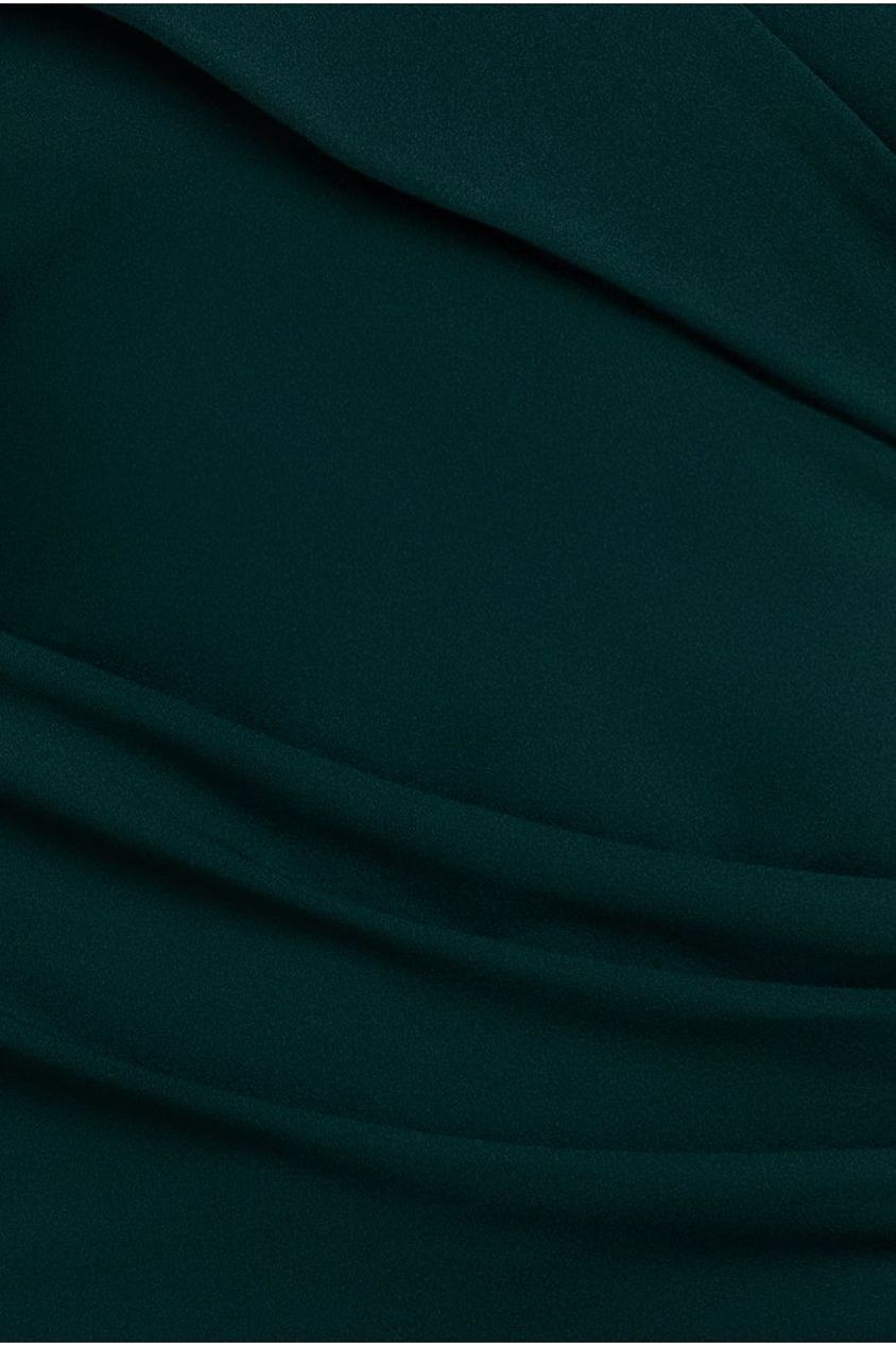 Goddiva Plus Scuba Crepe Off Shoulder Front Split Maxi Dress - Emerald Green