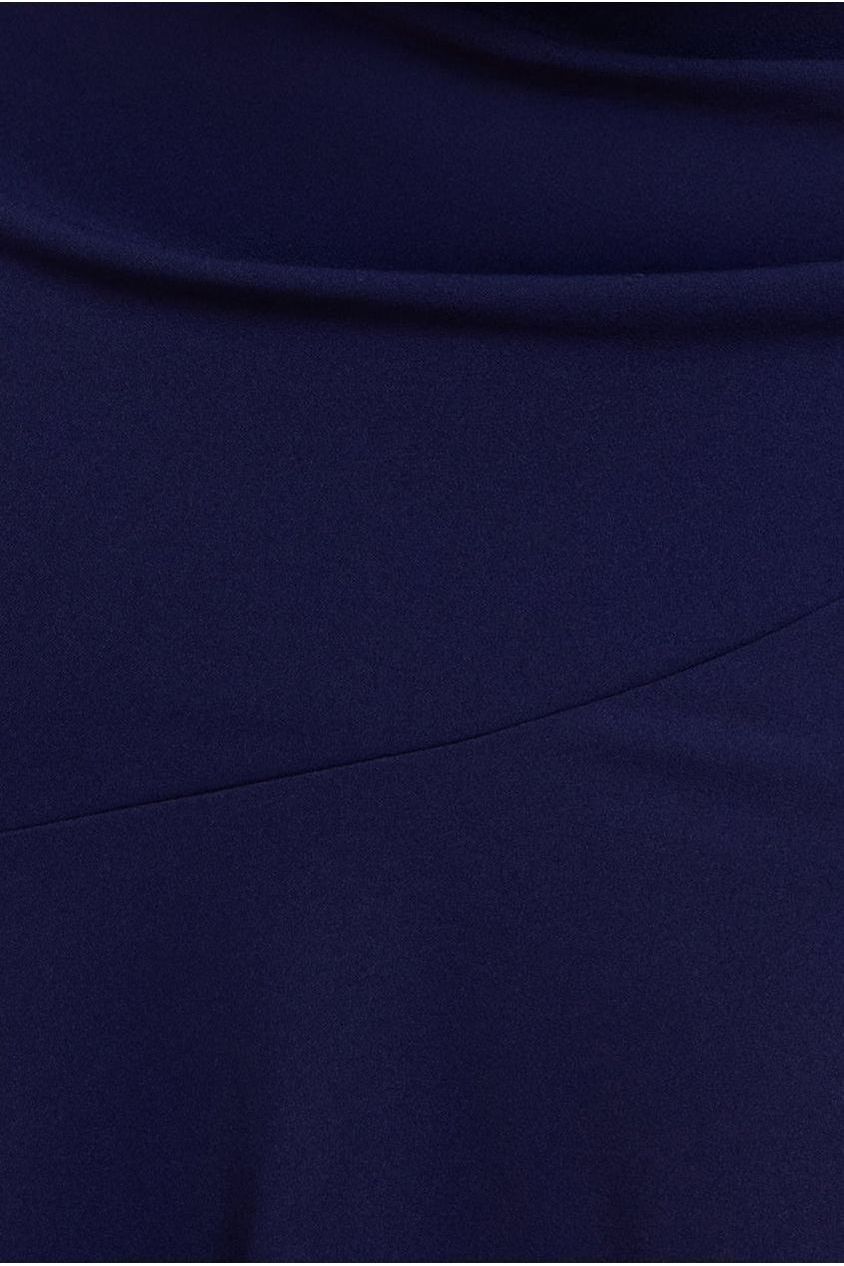 Goddiva Plus Scuba Crepe Off Shoulder Front Split Maxi Dress - Navy Blue