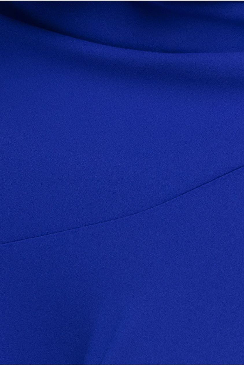 Goddiva Plus Scuba Crepe Off Shoulder Front Split Maxi Dress - Royal Blue