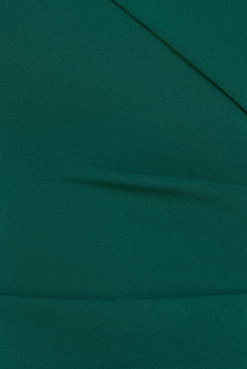 Goddiva Scuba Crepe Off Shoulder Front Split Maxi Dress - Emerald