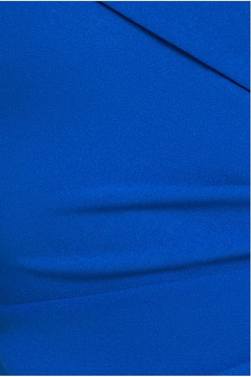 Goddiva Scuba Crepe Off Shoulder Front Split Maxi Dress - Royal Blue