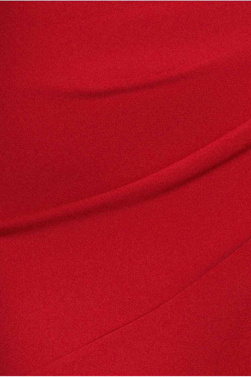 Goddiva Scuba Crepe Off Shoulder Front Split Maxi Dress - Red