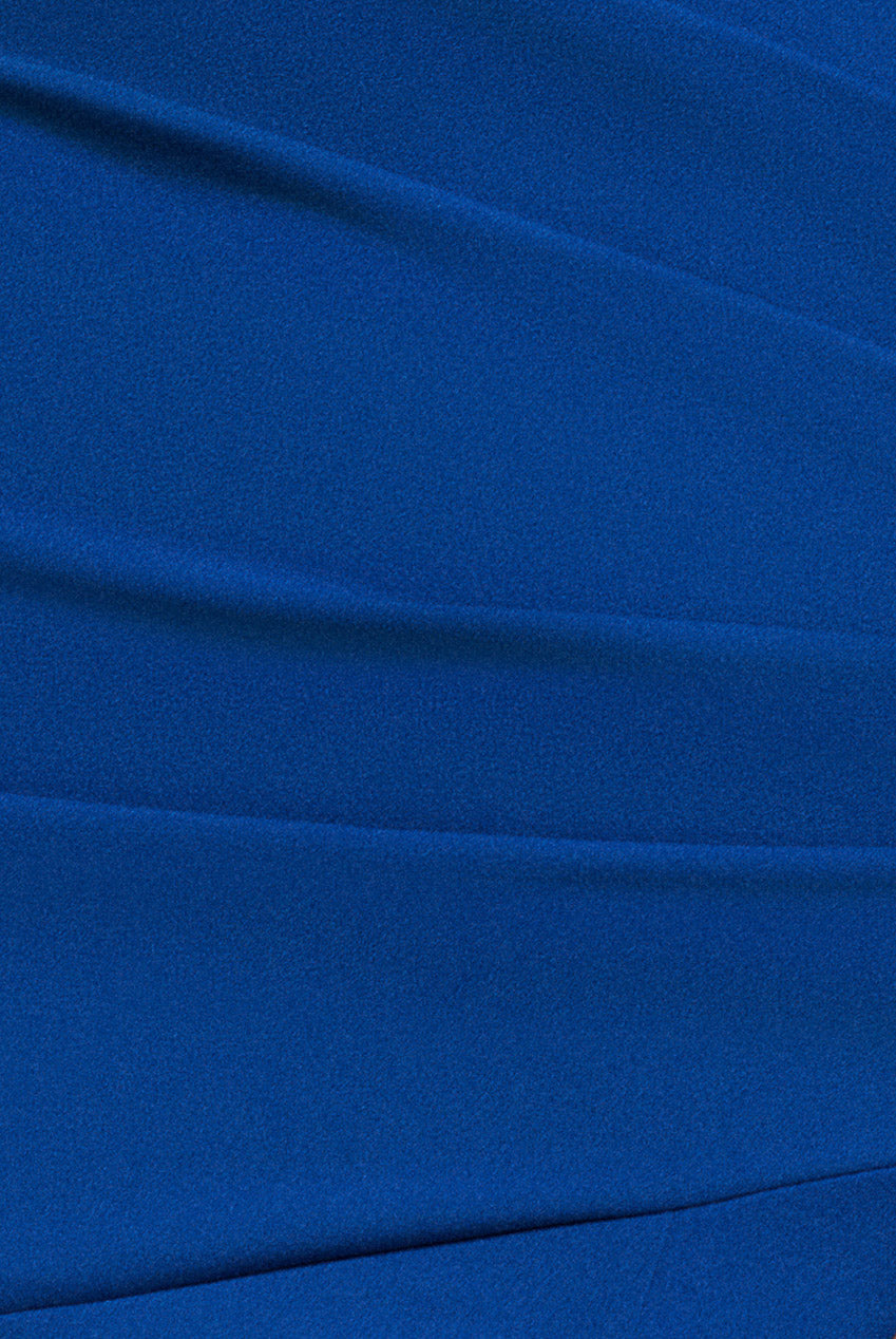 Goddiva Scuba Crepe Off Shoulder Front Split Maxi Dress - Royal Blue