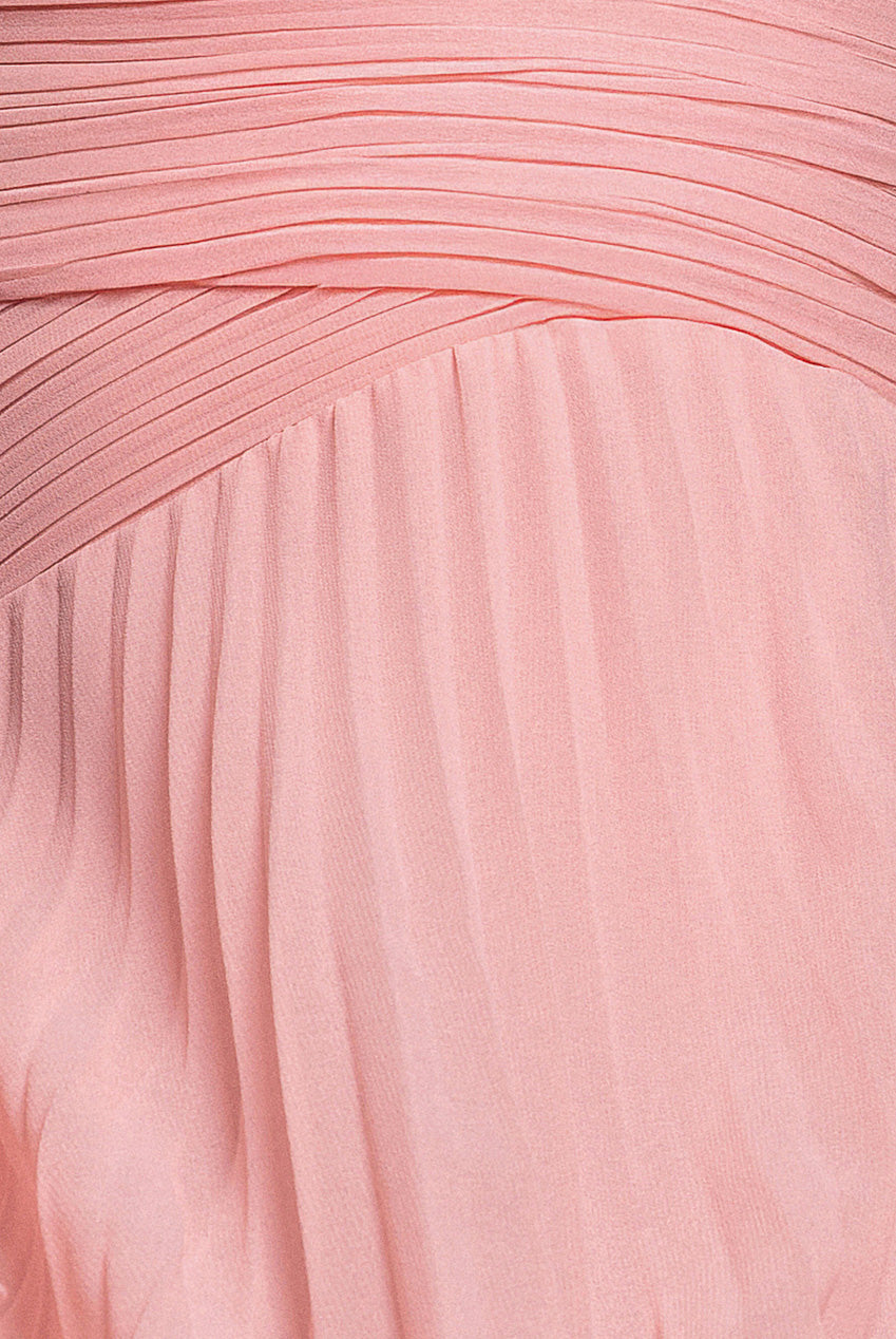 Goddiva Balloon Sleeve Chiffon Maxi Dress - Blush Pink