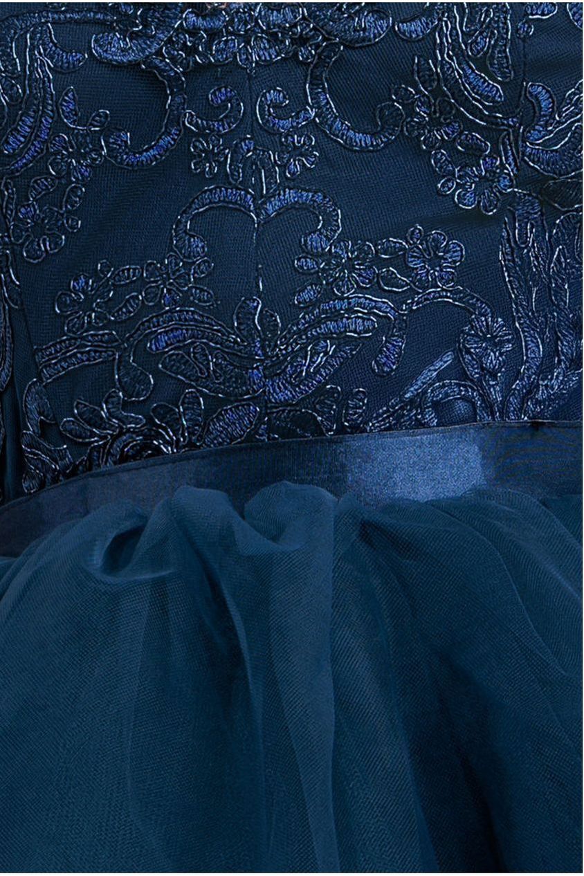 Goddiva High Low Tulle Mini With Lace Bodice - Navy