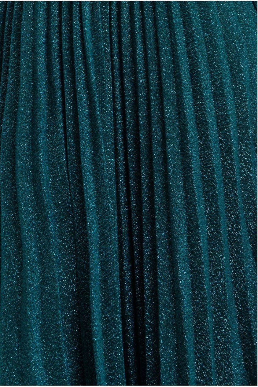Goddiva Bardot Pleated Skirt Maxi Dress - Emerald