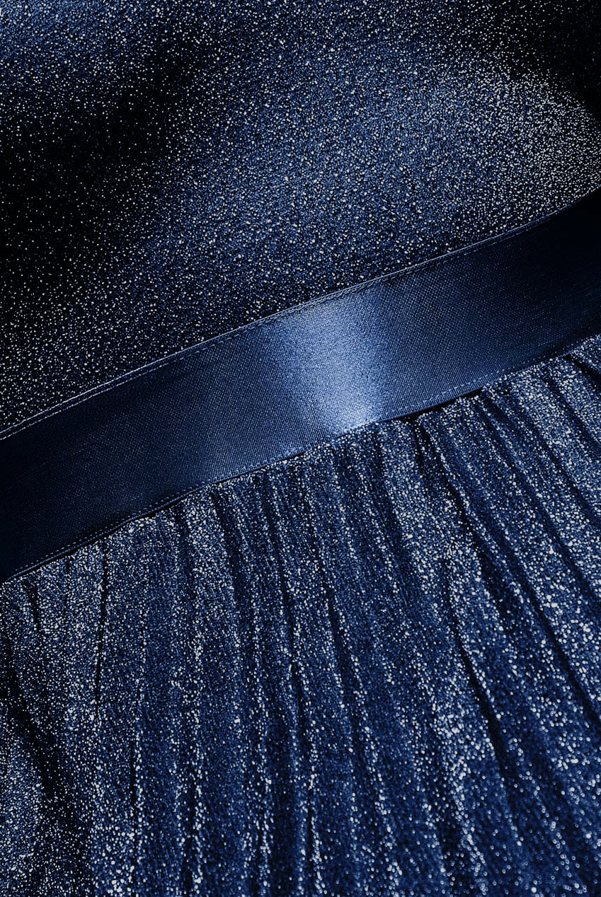 Goddiva Bardot Pleated Skirt Maxi Dress - Navy