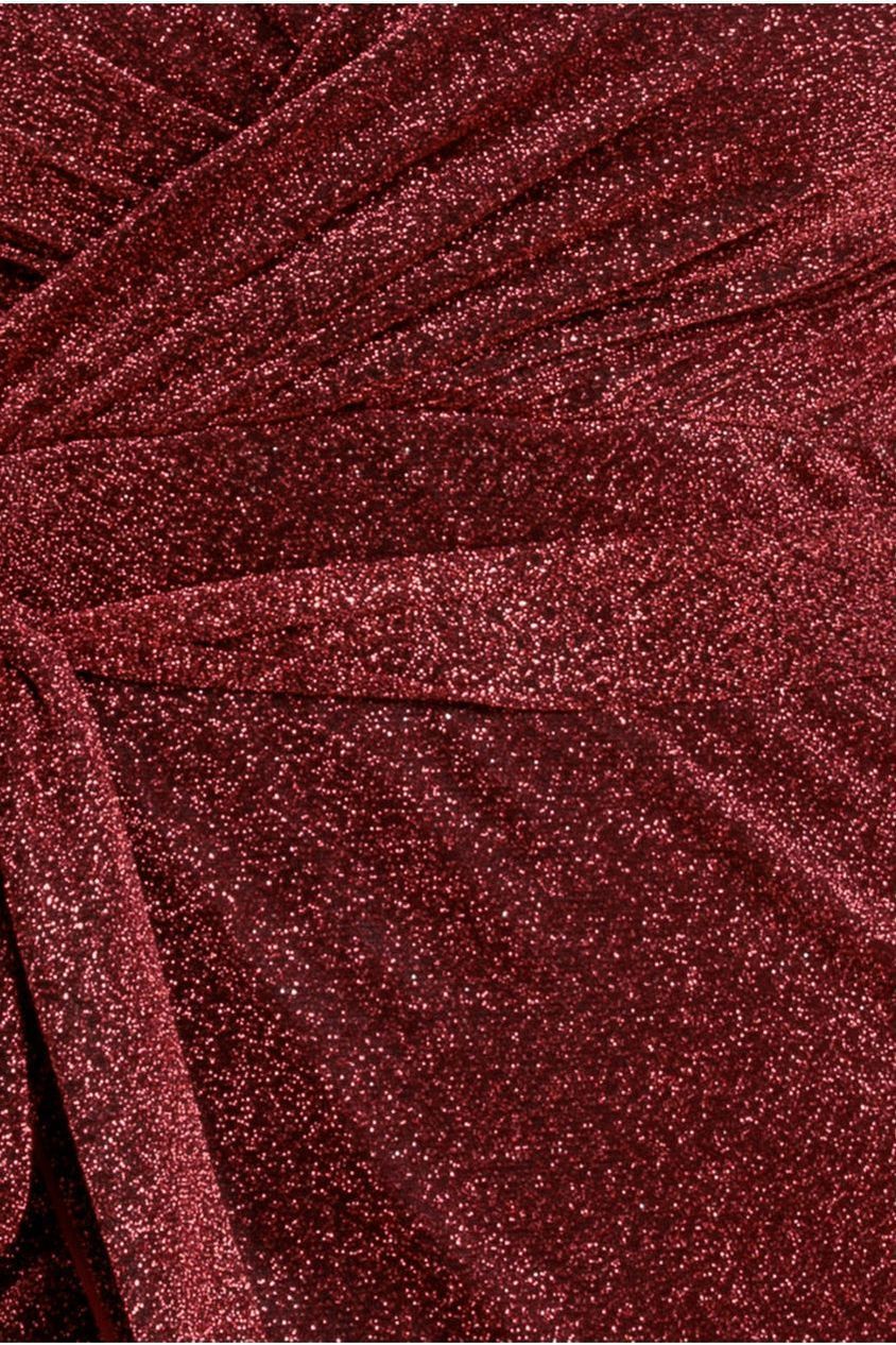 Goddiva Wrap Style Spaghetti Strap Maxi With Split - Wine