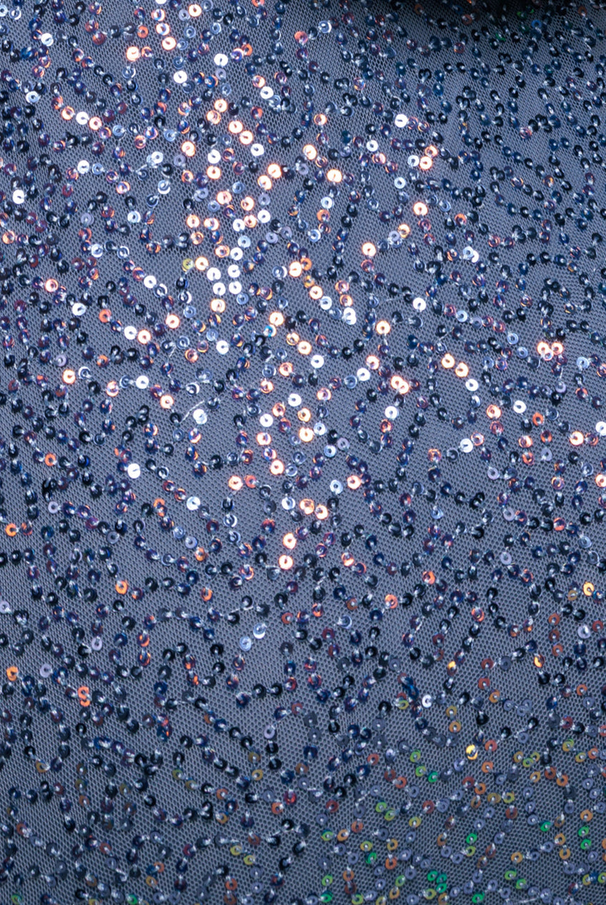 Goddiva Cowl Back Sequin Maxi Dress - Blue