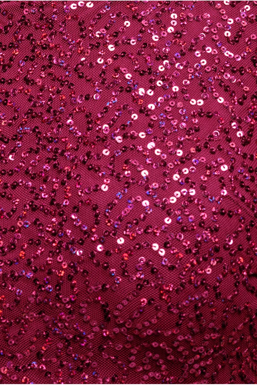 Goddiva Cowl Back Sequin Maxi - Burgundy