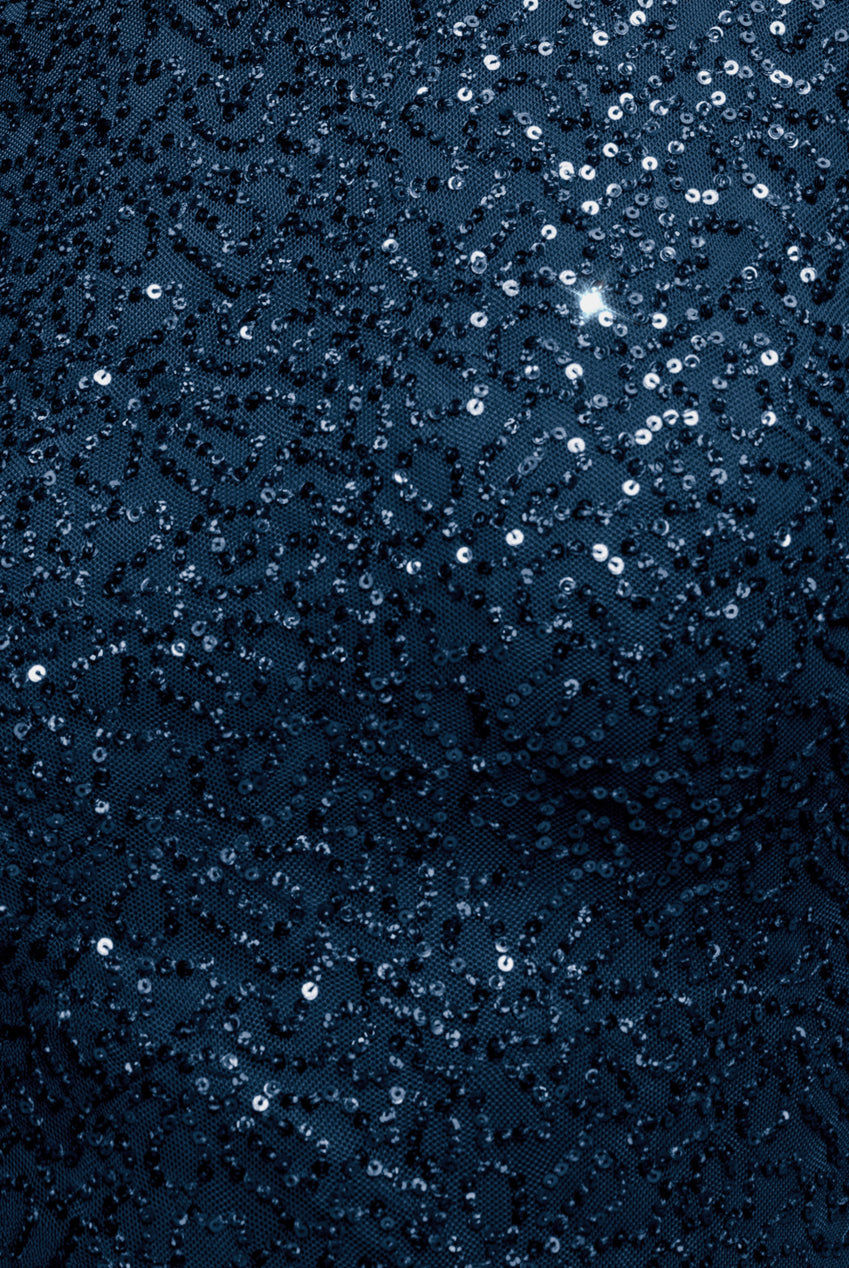 Goddiva Cowl Back Sequin Maxi Dress - Navy