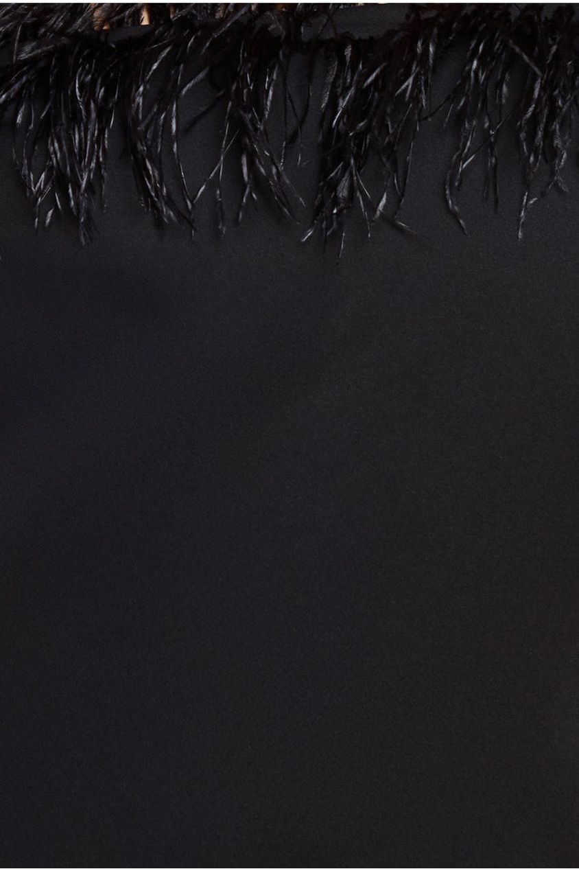 Goddiva Plus Off The Shoulder Feather Midi Dress - Black